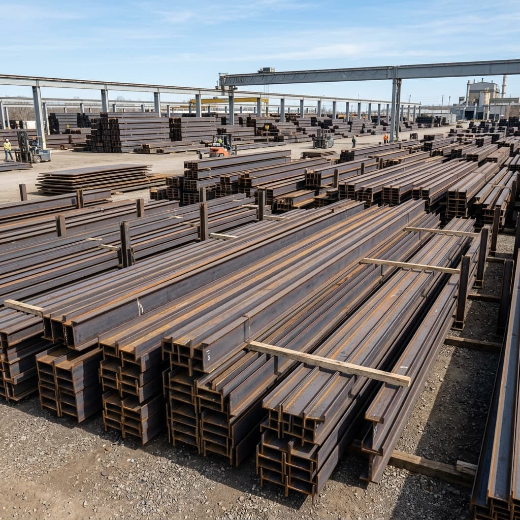 RSJ Structural Steel I-Beams Stockyard