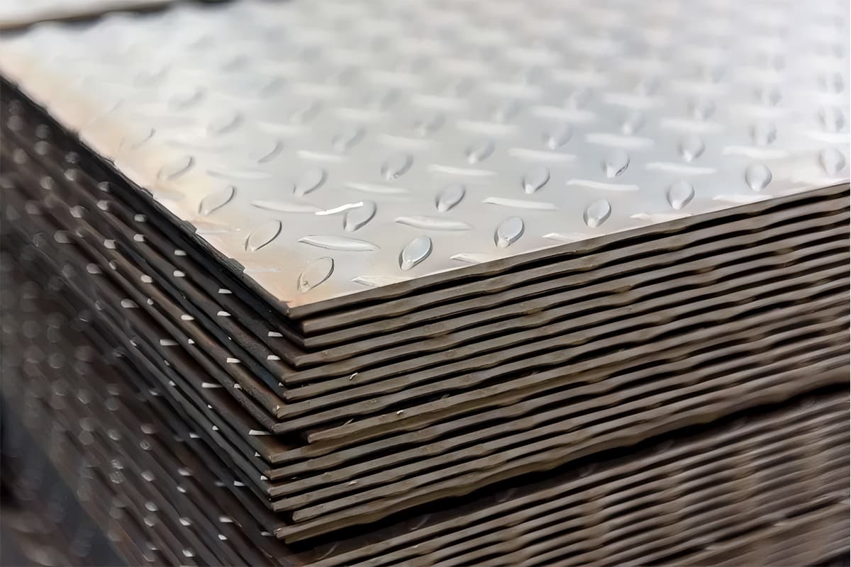 Chequered tread plate steel
